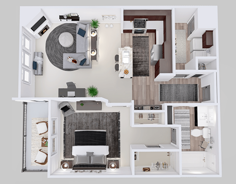 Floor plan of a 1 bedroom apartment